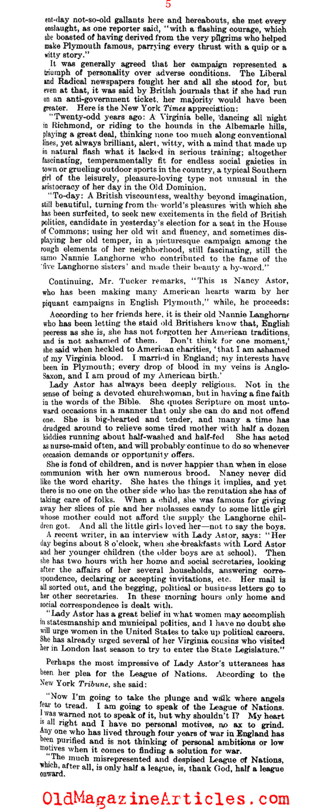 Nancy Langhorne Astor, M.P. (Literary Digest, 1922)